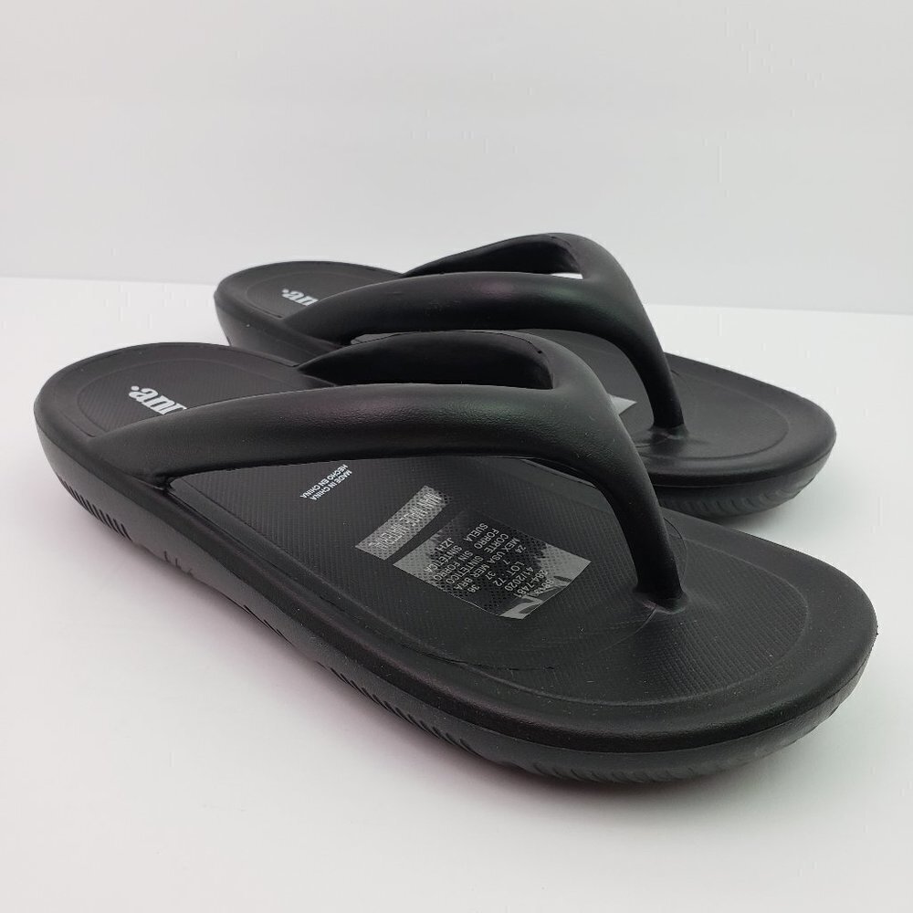 Andrea Negro Sin Liso Womens Size 7 Black Slip On Thong Flip Flops Sandals 88193